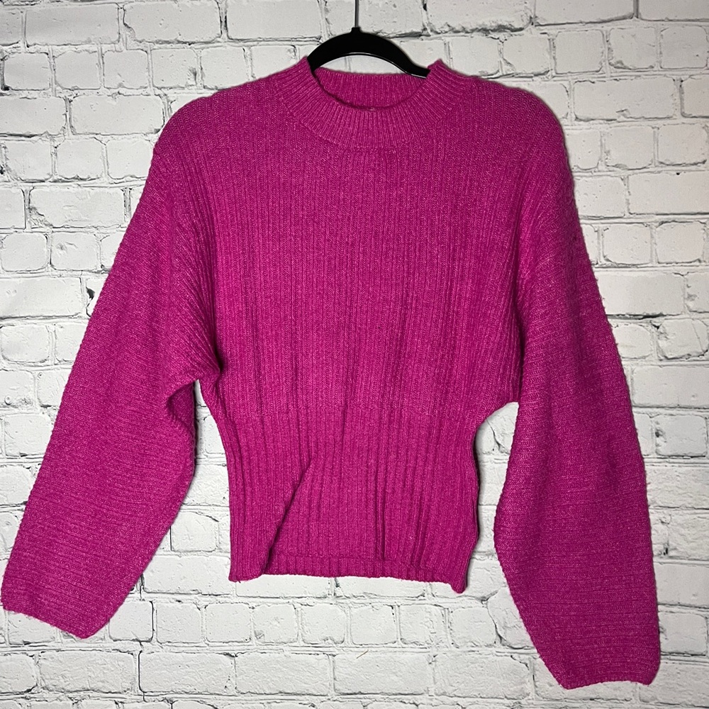 Pink Rose Fuchsia Crew Neck Sweater